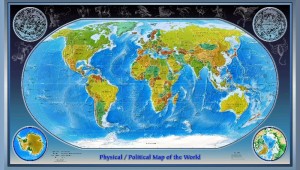 Рельефная политическая карта мира